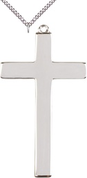 [1420SS/24SS] Sterling Silver Cross Pendant on a 24 inch Sterling Silver Heavy Curb chain