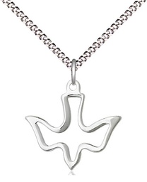[1510SS/18S] Sterling Silver Holy Spirit Pendant on a 18 inch Light Rhodium Light Curb chain