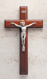 [17/526] 11In. Rosewood Crucifix With Beveled Edges And Salerni Corpus