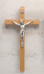 [17/532] 12in. Maple Crucifix with Silverplatd Salerni Corpus