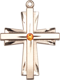 [0677YGF-STN11] 14kt Gold Filled Cross Medal with a 3mm Topaz Swarovski stone