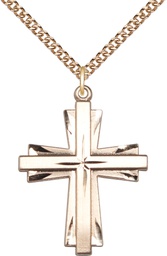 [0677YGF/24GF] 14kt Gold Filled Cross Pendant on a 24 inch Gold Filled Heavy Curb chain