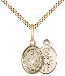 [0700GF/18G] 14kt Gold Filled Miraculous Pendant on a 18 inch Gold Plate Light Curb chain