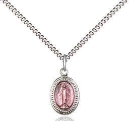 [0700PSS/18S] Sterling Silver Miraculous Pendant on a 18 inch Light Rhodium Light Curb chain