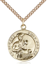 [0701GGF/24GF] 14kt Gold Filled Saint Gerard Pendant on a 24 inch Gold Filled Heavy Curb chain