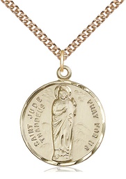 [0701JGF/24GF] 14kt Gold Filled Saint Jude Pendant on a 24 inch Gold Filled Heavy Curb chain