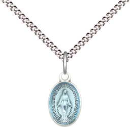 [0702EMSS/18S] Sterling Silver Miraculous Pendant on a 18 inch Light Rhodium Light Curb chain