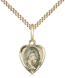 [0706EMGF/18G] 14kt Gold Filled Miraculous Pendant on a 18 inch Gold Plate Light Curb chain