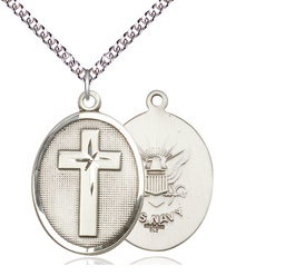 [0783SS6/24SS] Sterling Silver Cross Navy Pendant on a 24 inch Sterling Silver Heavy Curb chain