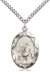 [0801EHSS/24SS] Sterling Silver Ecce Homo Pendant on a 24 inch Sterling Silver Heavy Curb chain