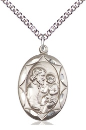 [0801KSS/24SS] Sterling Silver Saint Joseph Pendant on a 24 inch Sterling Silver Heavy Curb chain