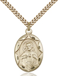 [0801SGF/24G] 14kt Gold Filled Scapular Pendant on a 24 inch Gold Plate Heavy Curb chain