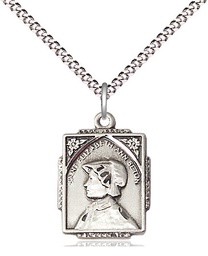 [0804EASS/18S] Sterling Silver Saint Elizabeth Ann Seton Pendant on a 18 inch Light Rhodium Light Curb chain