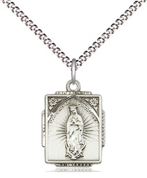 [0804FSS/18S] Sterling Silver Our Lady of Guadalupe Pendant on a 18 inch Light Rhodium Light Curb chain