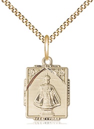 [0804IGF/18G] 14kt Gold Filled Infant of Prague Pendant on a 18 inch Gold Plate Light Curb chain