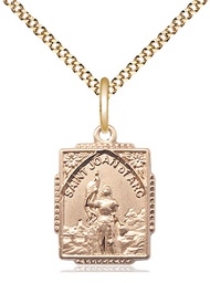 [0804JAGF/18G] 14kt Gold Filled Saint Joan of Arc Pendant on a 18 inch Gold Plate Light Curb chain