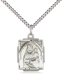 [0804PSSS/18S] Sterling Silver Our Lady of Prompt Succor Pendant on a 18 inch Light Rhodium Light Curb chain