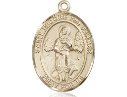 [7276KT] 14kt Gold Saint Isidore the Farmer Medal