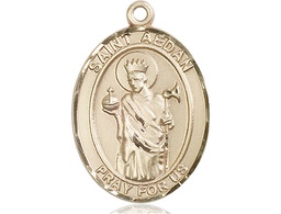 [7293KT] 14kt Gold Saint Aedan of Ferns Medal