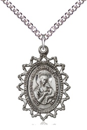 [1619HSS/24SS] Sterling Silver Our Lady of Perpetual Help Pendant on a 24 inch Sterling Silver Heavy Curb chain