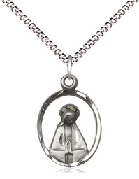 [1626SS/18S] Sterling Silver Madonna Pendant on a 18 inch Light Rhodium Light Curb chain