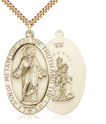 [5853GF/24G] 14kt Gold Filled Scapular Pendant on a 24 inch Gold Plate Heavy Curb chain