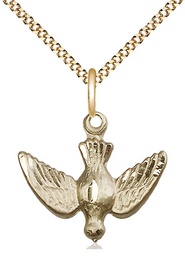 [1628GF/18G] 14kt Gold Filled Holy Spirit Pendant on a 18 inch Gold Plate Light Curb chain