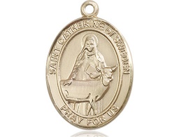 [7336KT] 14kt Gold Saint Catherine of Sweden Medal