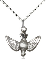 [1628SS/18SS] Sterling Silver Holy Spirit Pendant on a 18 inch Sterling Silver Light Curb chain