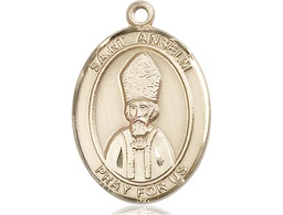 [7342KT] 14kt Gold Saint Anselm of Canterbury Medal