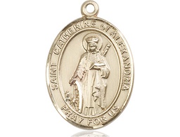 [7343KT] 14kt Gold Saint Catherine of Alexandria Medal