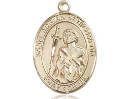 [7353KT] 14kt Gold Saint Adrian of Nicomedia Medal