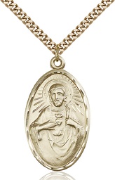 [1654GF/24G] 14kt Gold Filled Scapular Pendant on a 24 inch Gold Plate Heavy Curb chain