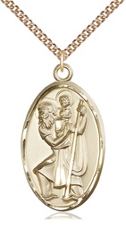 [1655GF/24GF] 14kt Gold Filled Saint Christopher Pendant on a 24 inch Gold Filled Heavy Curb chain