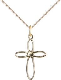 [1707GF/18GF] 14kt Gold Filled Loop Cross Pendant on a 18 inch Gold Filled Light Curb chain