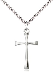 [1870SS/18S] Sterling Silver Maltese Cross Pendant on a 18 inch Light Rhodium Light Curb chain