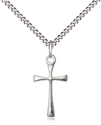 [1872SS/18S] Sterling Silver Maltese Cross Pendant on a 18 inch Light Rhodium Light Curb chain