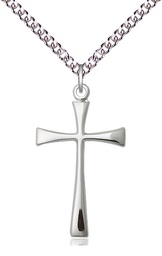 [1874SS/24SS] Sterling Silver Maltese Cross Pendant on a 24 inch Sterling Silver Heavy Curb chain