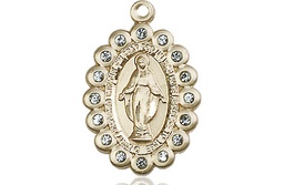 [2009AGF] 14kt Gold Filled Miraculous Medal with Aqua Swarovski stones