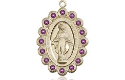 [2009AMGF] 14kt Gold Filled Miraculous Medal with Amethyst Swarovski stones