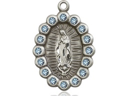 [2009FASS] Sterling Silver Our Lady of Guadalupe Medal with Aqua Swarovski stones