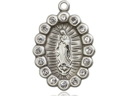 [2009FCSS] Sterling Silver Our Lady of Guadalupe Medal with Crystal Swarovski stones