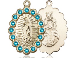 [2009FZCGF] 14kt Gold Filled Our Lady of Guadalupe Medal with Zircon Swarovski stones