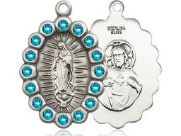 [2009FZCSS] Sterling Silver Our Lady of Guadalupe Medal with Zircon Swarovski stones
