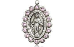 [2009LAMSS] Sterling Silver Miraculous Medal with LA Swarovski stones