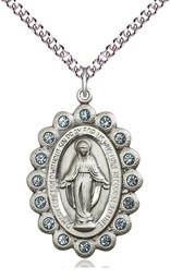[2010ASS/24SS] Sterling Silver Miraculous Pendant on a 24 inch Sterling Silver Heavy Curb chain