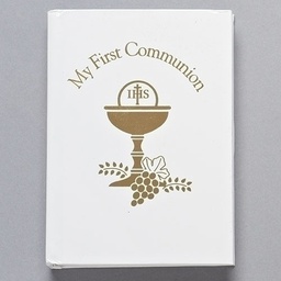 [RO-10269] 5"H White W/Gold Chalice Book - Communion