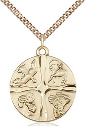 [6046GF/24GF] 14kt Gold Filled Christian Life Pendant on a 24 inch Gold Filled Heavy Curb chain