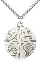 [6046SS/24SS] Sterling Silver Christian Life Pendant on a 24 inch Sterling Silver Heavy Curb chain