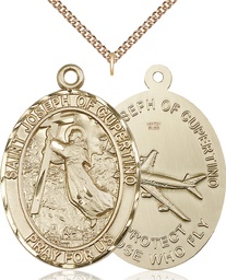 [6057GF/24GF] 14kt Gold Filled Saint Joseph of Cupertino Pendant on a 24 inch Gold Filled Heavy Curb chain
